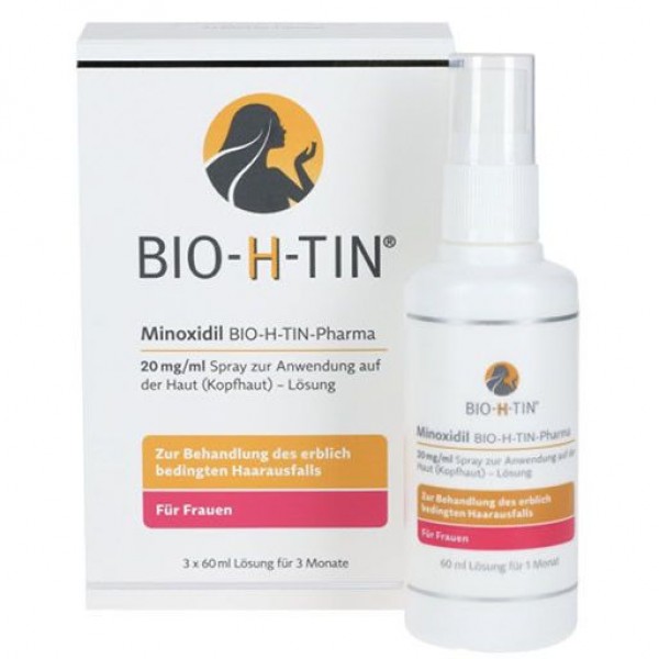 Спрей с биотином от выпадения волос MINOXIDIL BIO-H-TIN Pharma 20 mg/ml Spray Lsg. 3X60 мл Dr. Pfleger Спрей с биотином от выпадения волос MINOXIDIL BIO-H-TIN Pharma 20 mg/ml Spray Lsg. 3X60 мл Dr. Pfleger